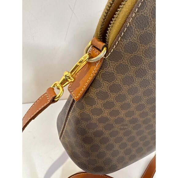 Celine Macadam Brown Coated Canvas & Leather Handbag With Adjustable Strap - Picture 5 of 16